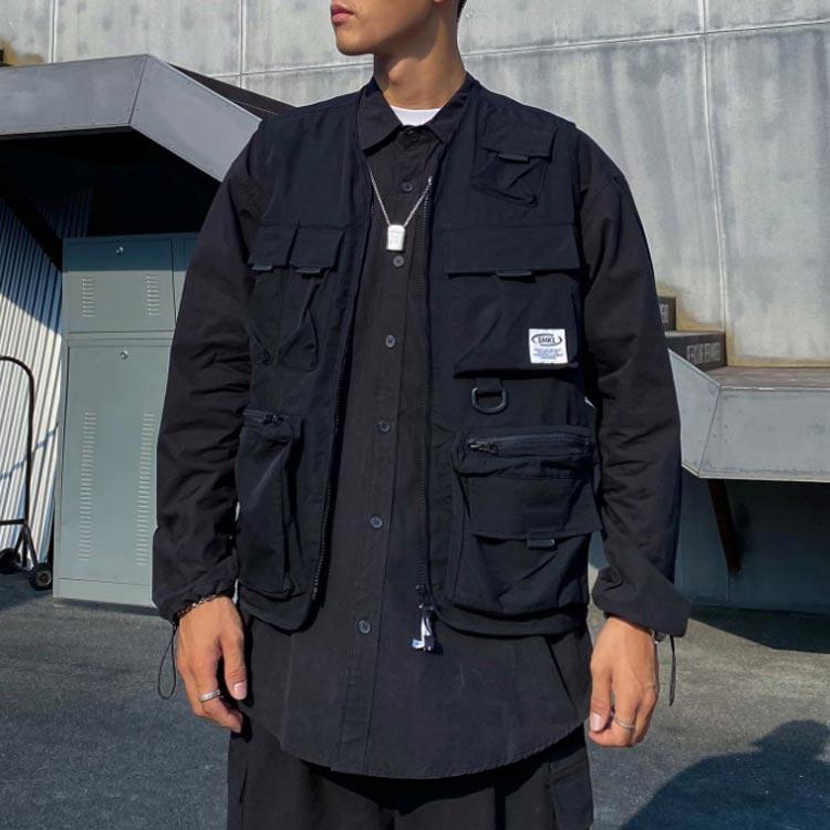 ベスト 多ポケットベスト メンズ アウトドア フィッシングベスト 前