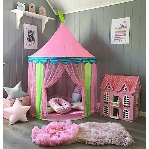 キッズテント 子供用テント 折り畳み式 女の子のおもちゃハウス ポータブル 簡単に組み立て 秘密