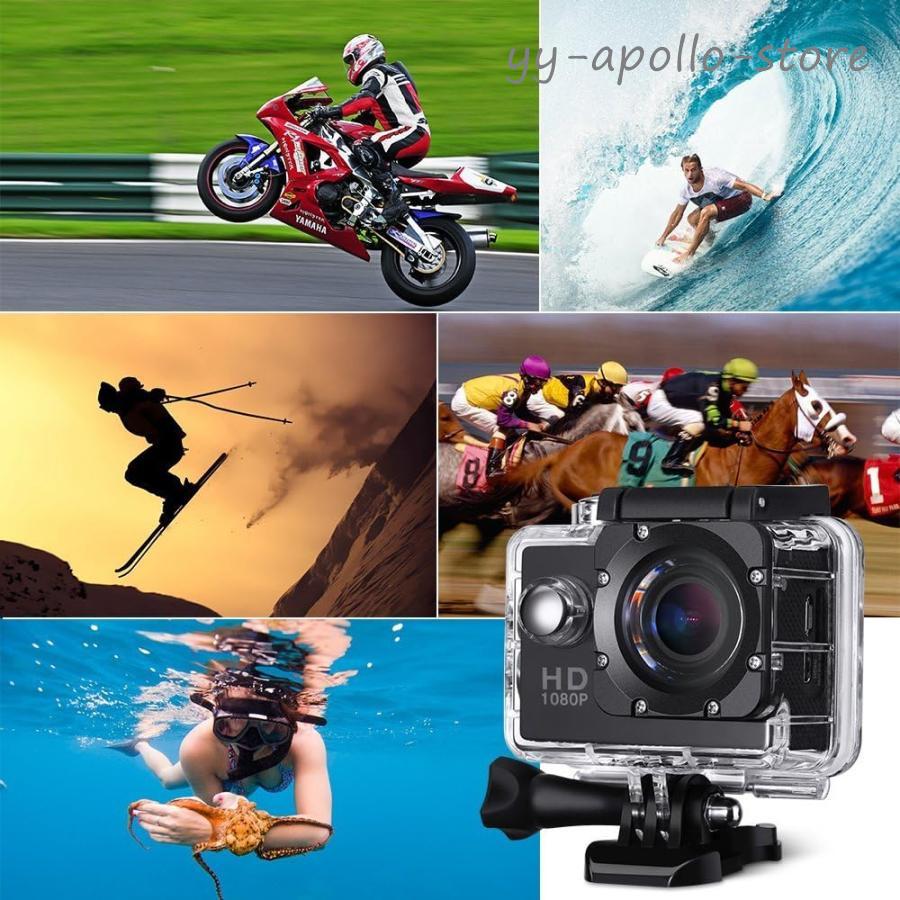 アクションカメラ ミニ DVスポーツカメラ HDMI GoPro 4K 高画質 アウトドア 1600万画素 スポーツ WIFI搭載 車載 1080P マウント バイク用小型カメラ 30M防水｜yy-apollo-store｜03