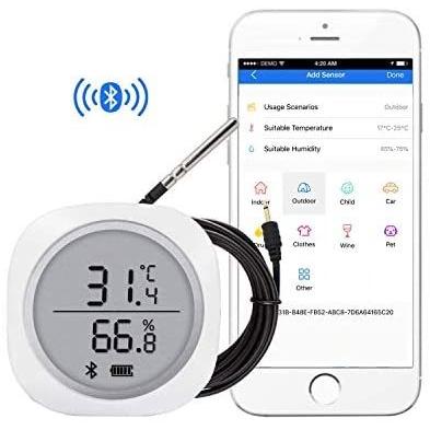 Inkbird 温湿度計 Bluetooth スマートセンサー 温度計 湿度計 Lcd画面表示 データロガー スマホで温度湿度管理 プローブ付き