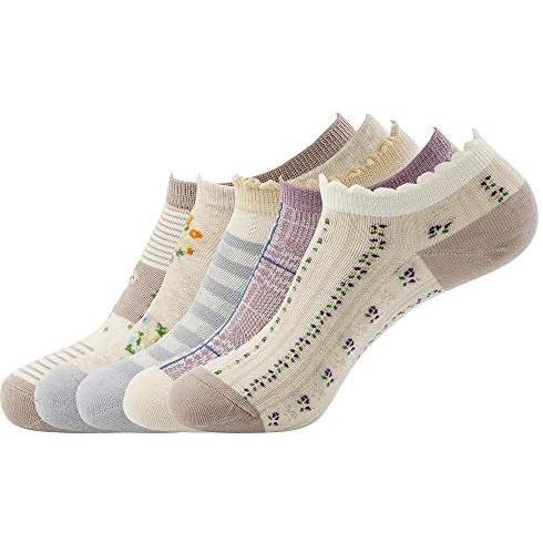 5足セット 靴下 レディース おしゃれ かわいい 春夏 くるぶしソックス 2225cm 花柄22 25cm M 税込