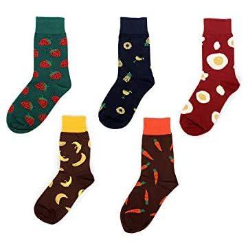 エーアイドット 靴下 レディース クルー丈 可愛い柄 5色セット 5足組 カジュアル 面白い ソックス 婦人用 フルーツ M お得な情報満載