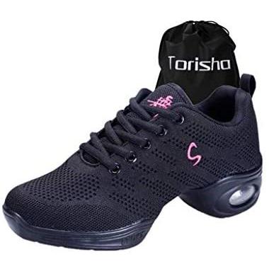 本物◆ 肌触りがいい Torisha レディース ダンス スニーカー 女性 メッシュ スプリット ソール スポーツ ブラック 24.0 cm M