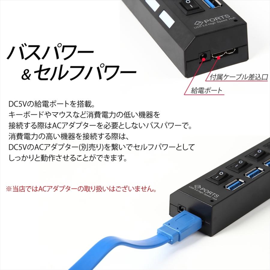 USBハブ 3.0 7ポート スイッチ付き バスパワー USBコンセント 高速ハブ データ転送 USB2.0 USB3.0 USB HUB