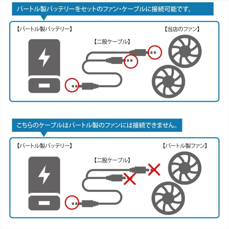 BURTLE ファン2個 バートル社製バッテリー対応ケーブルセット BURTLE ファン2個 バートル社製バッテリー対応ケーブルセット