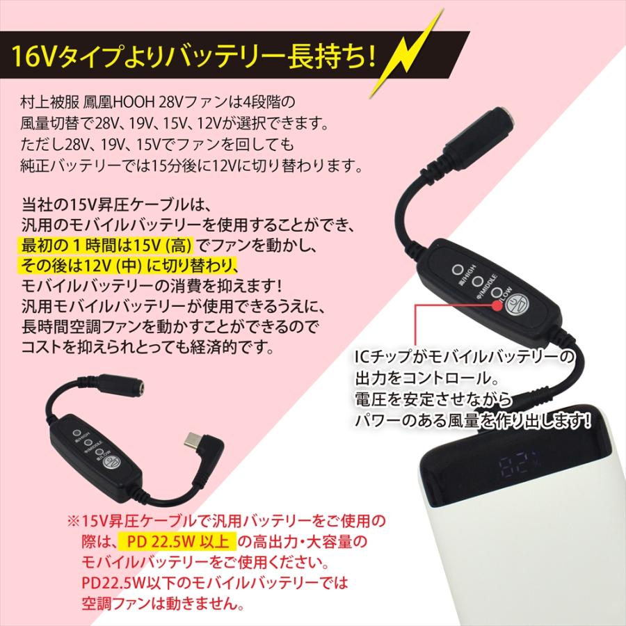 【高コスパ】最新モデル HOOH 15V バッテリー ファン 空調服 楽天市場】村上被服 [ HOOH V1501 Premium 快適ウェア用