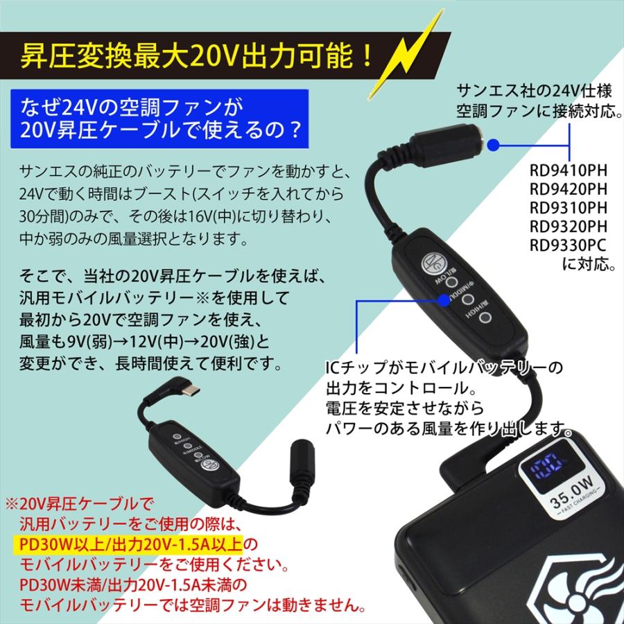 サンエス対応 24V仕様 RD9420PH RD9320PH Type-C昇圧 アダプター