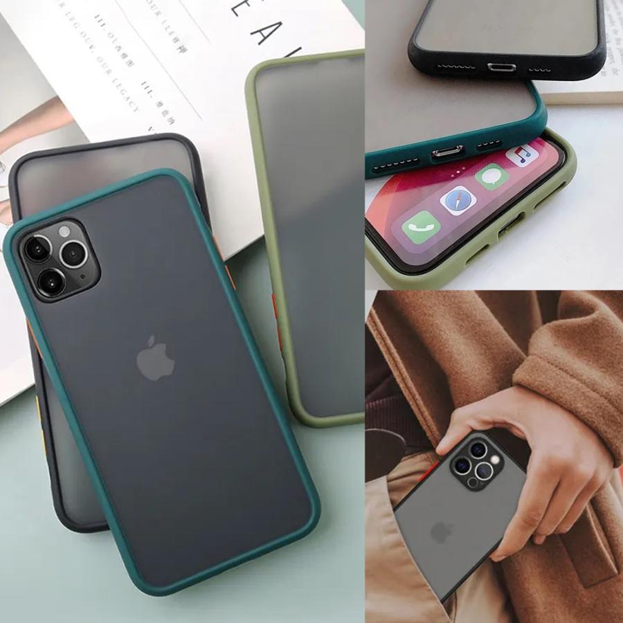 iPhone13 ケース iPhone12 iPhone 背面ケース 半透明 つや消し