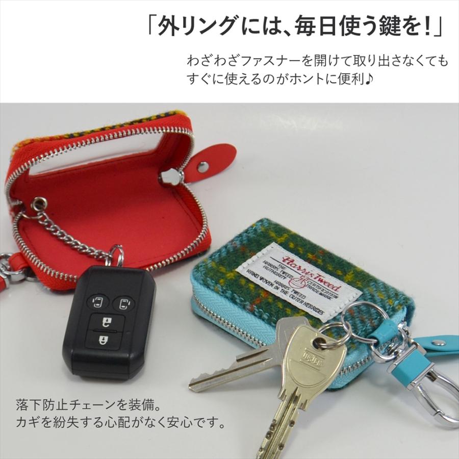キーケース 窓付き チェック柄 スマートキーケース 固定スポンジ付き