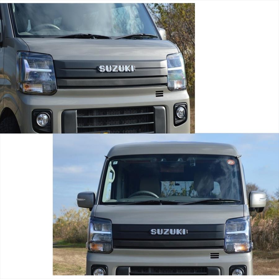 SUZUKI スズキ エンブレム ドットエンブレム ビッグサイズ ユルクラフト製 簡単取付 ステンレスカラー ホワイト SUZUKI スズキ エブリイ キャリイ シルクロード_8