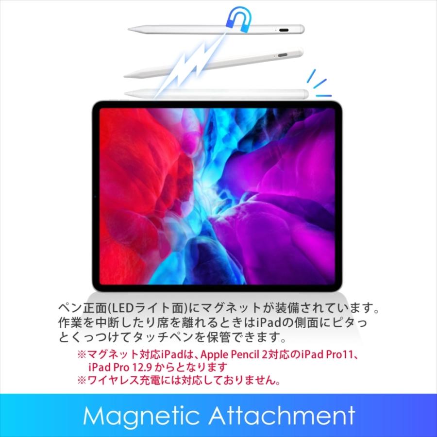 タッチペン タブレット iPad Pro mini5 極細 ペン先1.4mm LD-100 パームリジェクション スタイラスペン 充電式 充電ケーブル｜yyconnectonline｜07