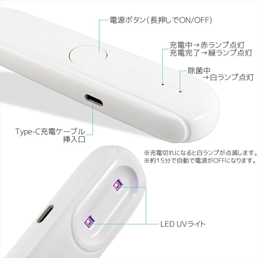 UV除菌ライト LED USB充電 Type-C 紫外線 軽量 スピード除菌 ハンディ