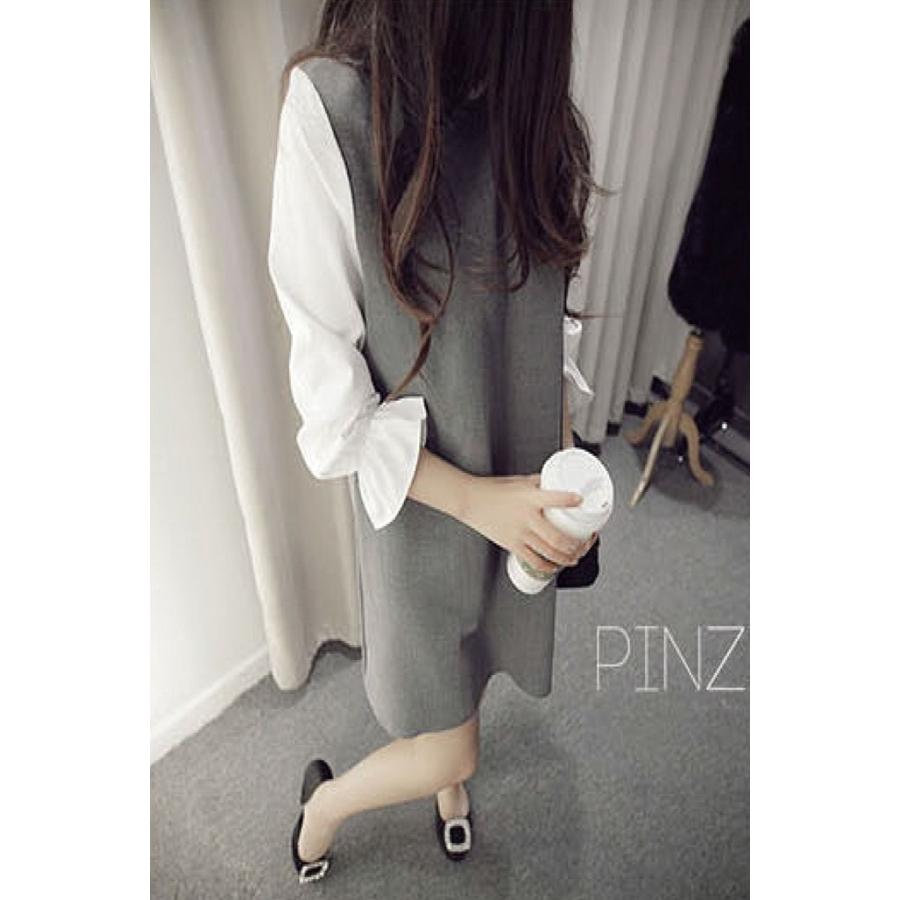 レディース ワンピース フレア袖口 清楚系 全３色 黒 グレー ネイビー ブラック シンプル オフィスカジュアル Ol デート 普段着 おしゃれ 可愛い Ys Factory 衣類雑貨店ワイズファクトリー 通販 Yahoo ショッピング