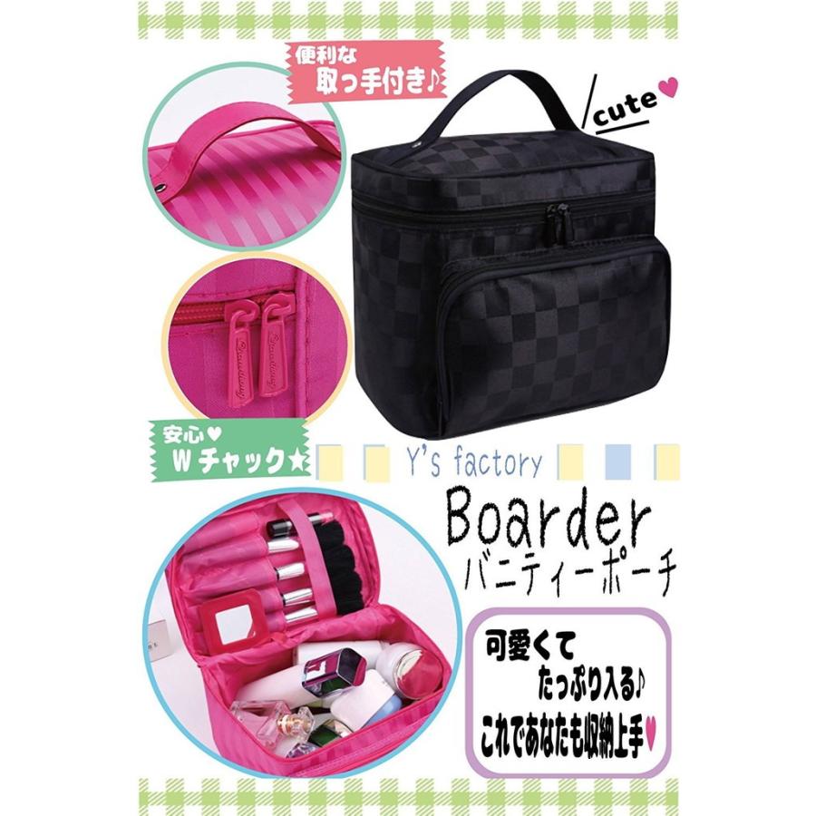 メイクボックス 鏡付き 大容量 チェック柄 バニティポーチ メイク