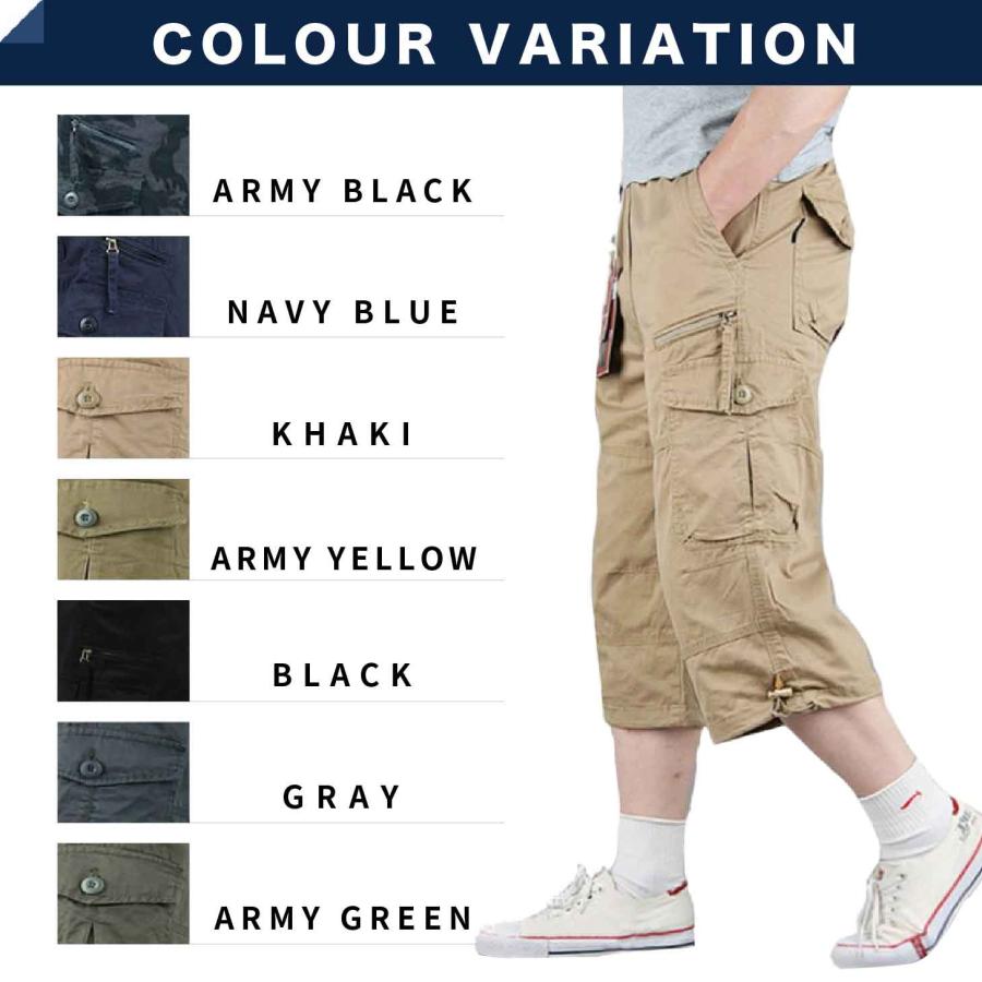 カーゴパンツ メンズ 春夏 ボトムス 7分丈 ハーフパンツ 軽い