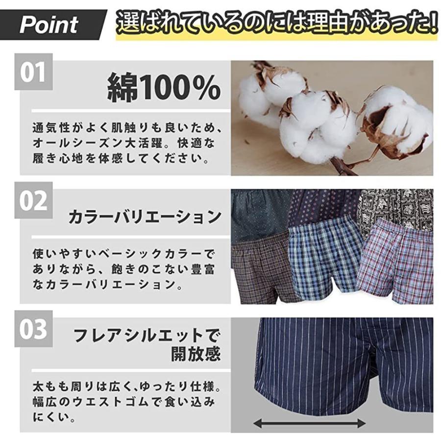 メンズ トランクス 3枚セット インナー パンツ 前開き プリント柄