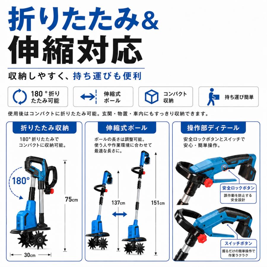 マキタ 互換 耕運機 充電式 電動 ミニ耕運機 耕うん機 21Vバッテリー
