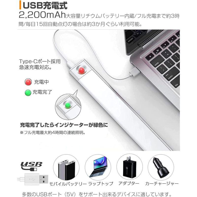 豪華で新しい LEDセンサーライト 室内 2200mAh 大容量電池 USB充電式