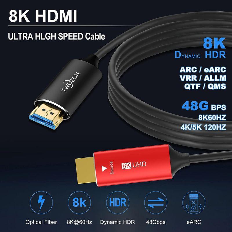 Twozoh 8K ファイバー HDMI ケーブル 20M 高速HDMI 2.1 光 ファイバー