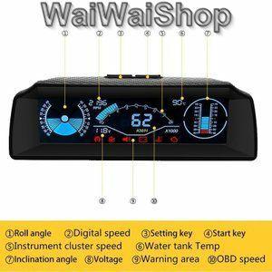 ヘッドアップディスプレイ Hud Obd2 X90 ボードコンピュータ 車 スピードメーター スロープメーター コードクリア傾斜計コンパスカー Au 119 わいわいshop 通販 Yahoo ショッピング