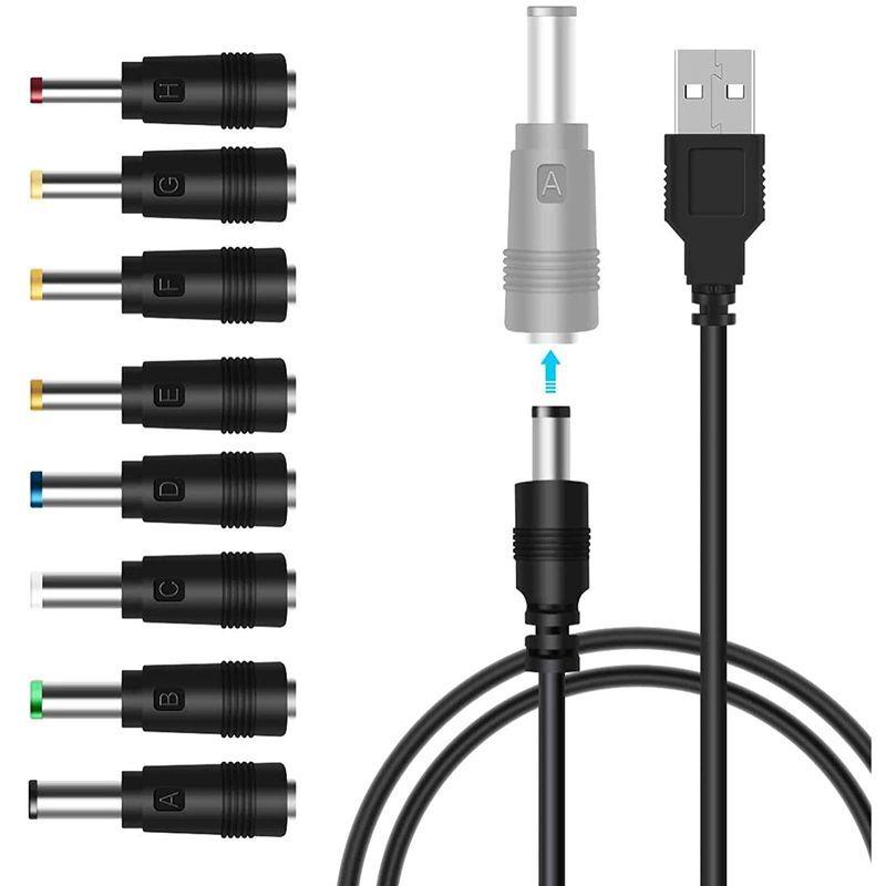 出産祝い USB電源ケーブル 変換プラグ付き 1本+8変換プラグ (DC充電コード 5.5x2.1mm 1m+3.5 * 1.35mm 4.0 * 1  - ford-tools.co.za