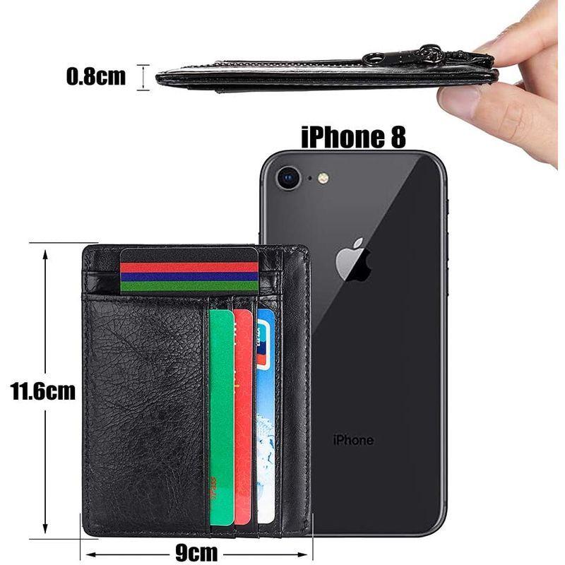 HooAMI カードケース 大容量 メンズ 財布 本革 薄型 スキミング防止 小銭入れ RFID クレジットカードケース 紳士 ファスナー付|yysoleil|03