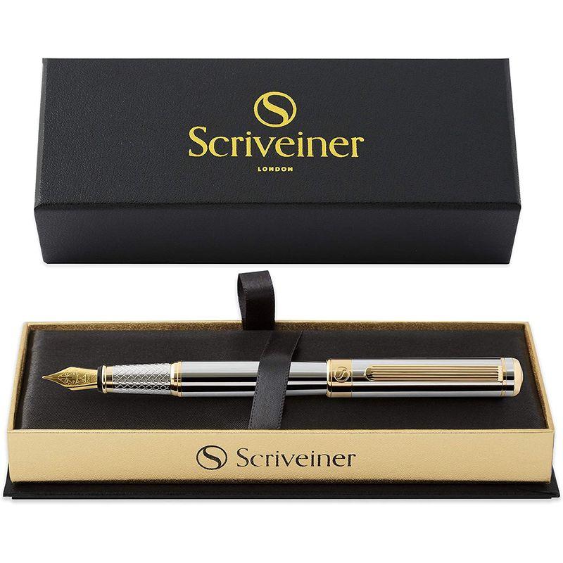 Scriveiner 最高級 プレミアム 万年筆 (シルバークローム) 魅力的な美