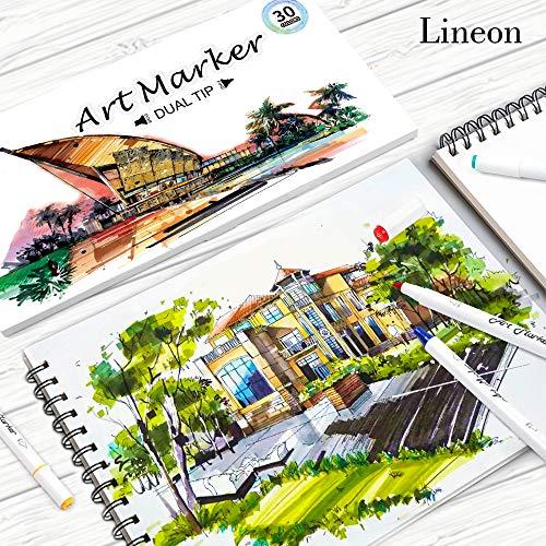 Lineon イラストマーカーペン 油性 30本セット 防水 速乾 コミック 塗り絵 スケッチ｜yyya-shop｜08