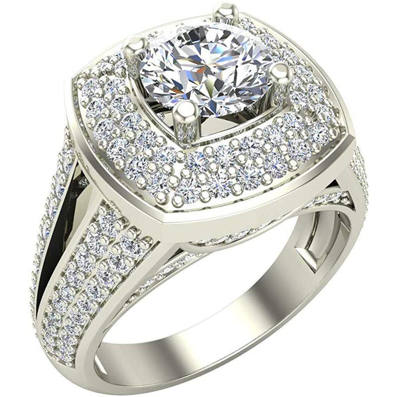 一番の Solitaire Gold White 14K Ring wedding Shank Split Halo Square Diamond  指輪 - www.inputlog.net