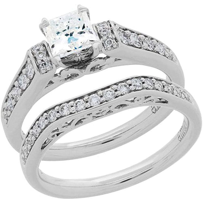 【送料無料】 Amoro 18kt (0. Ring Diamond Princess Eternitymark Cut Ideal Gold White 指輪