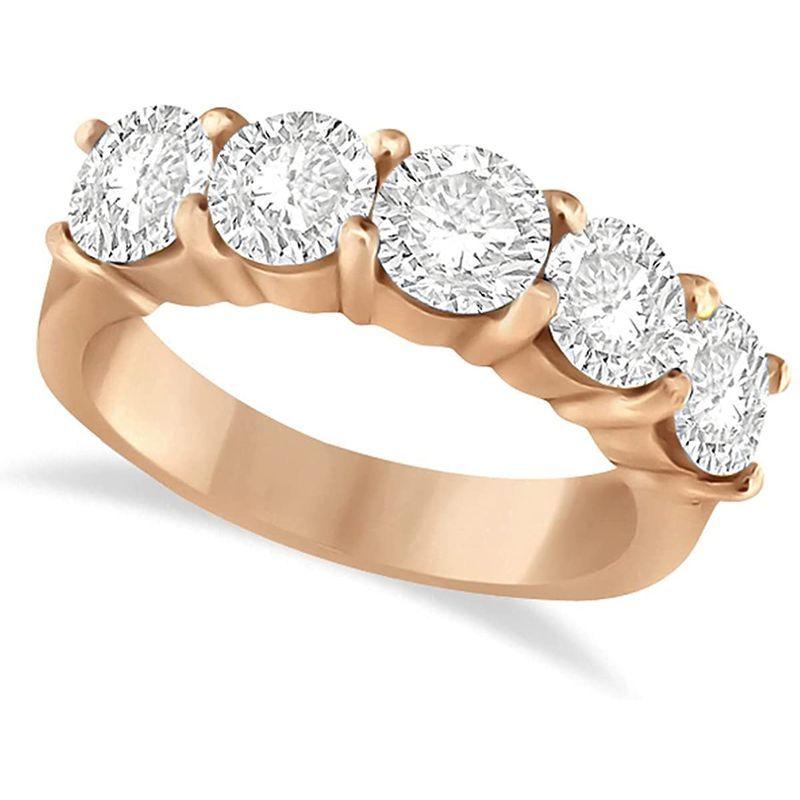 WEB限定カラー Stone Five 2.50ctw Diamond SI- G-H Gold Rose 14k Band Anniversary Ring 指輪
