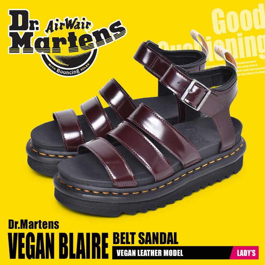 送料無料 ドクターマーチン サンダル レディース ヴィーガン ブレアー サンダル DR．MARTENS 23807600 バーガンディ レッド 赤 ベルト｜z-craft