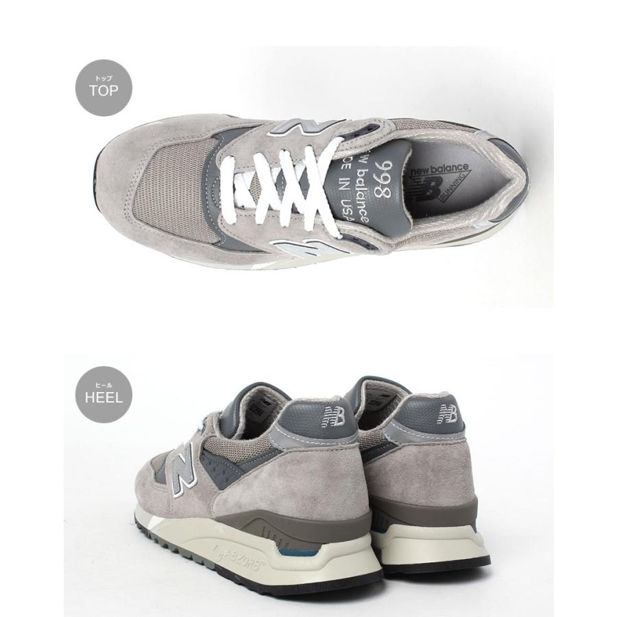 ニューバランス USAモデル スニーカー メンズ レディース Made in USA 998 NEW BALANCE U998GR グレー シューズ 靴 ローカット 通勤 通学の画像