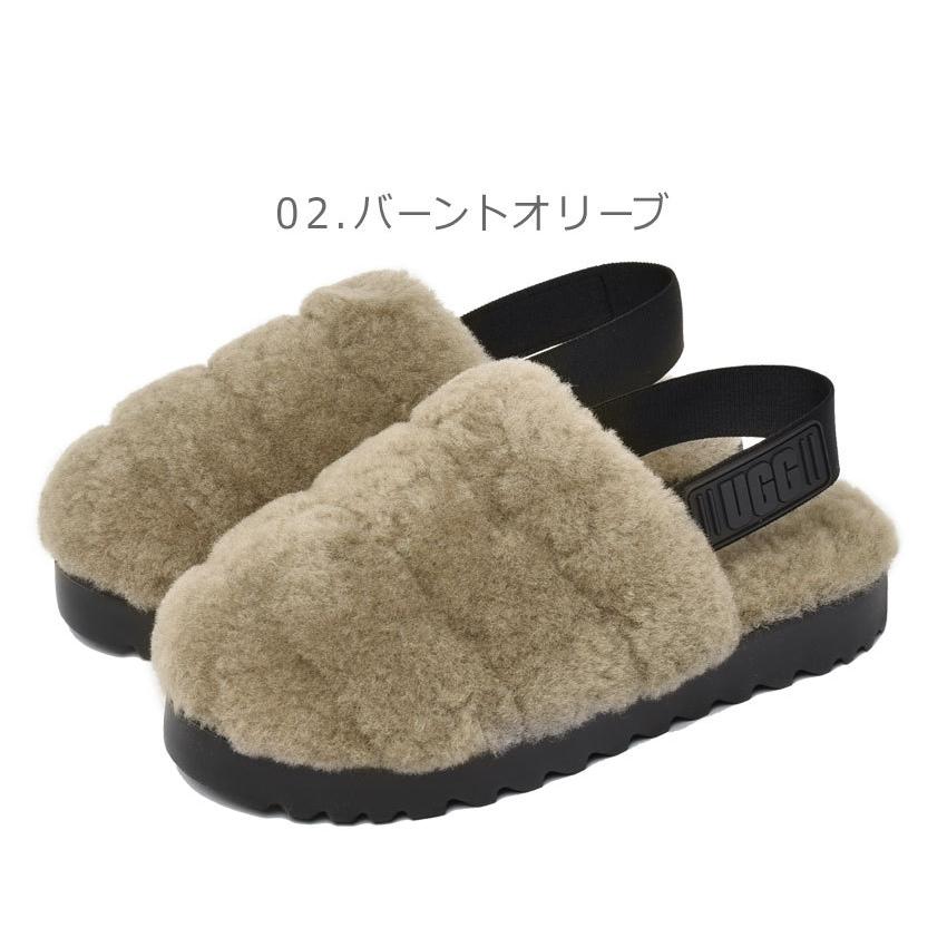 送料無料 アグ サンダル レディース スーパーフラッフスリッパ UGG 1121751 黒 グレー カーキ シープスキン ふわふわ 厚底