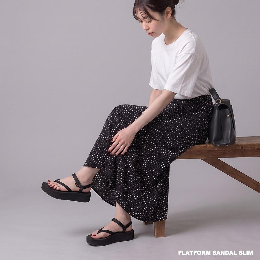Teva 厚底サンダル ブラック フラットフォームサンダルスリム Teva（テバ） サンダル レディース フラットフォーム サンダル スリム