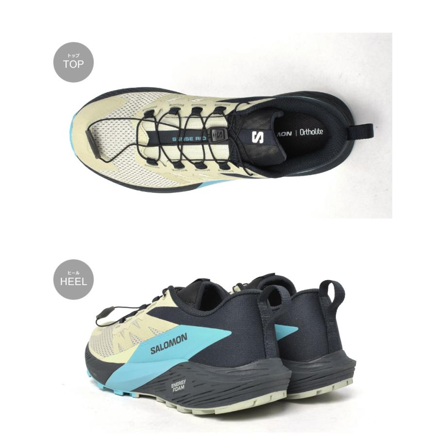 サロモン トレイルランニングシューズ メンズ SENSE RIDE 5 SALOMON L47458500 ベージュ ブルー 青 靴 シューズ スニーカー 運動_2