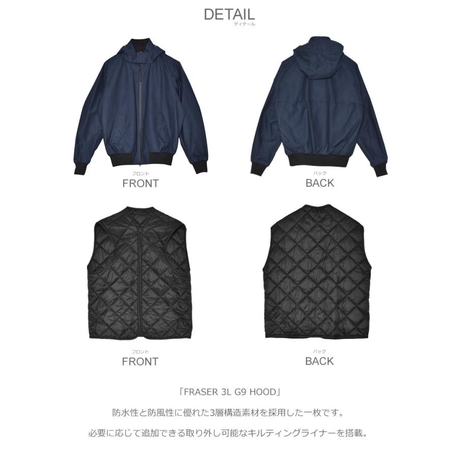 バラクータ ブルゾン メンズ FRASER 3L G9 HOOD BARACUTA BRCPS1061 ネイビー 紺 ベージュ アウター ジャケット 上着 防寒 長袖の画像