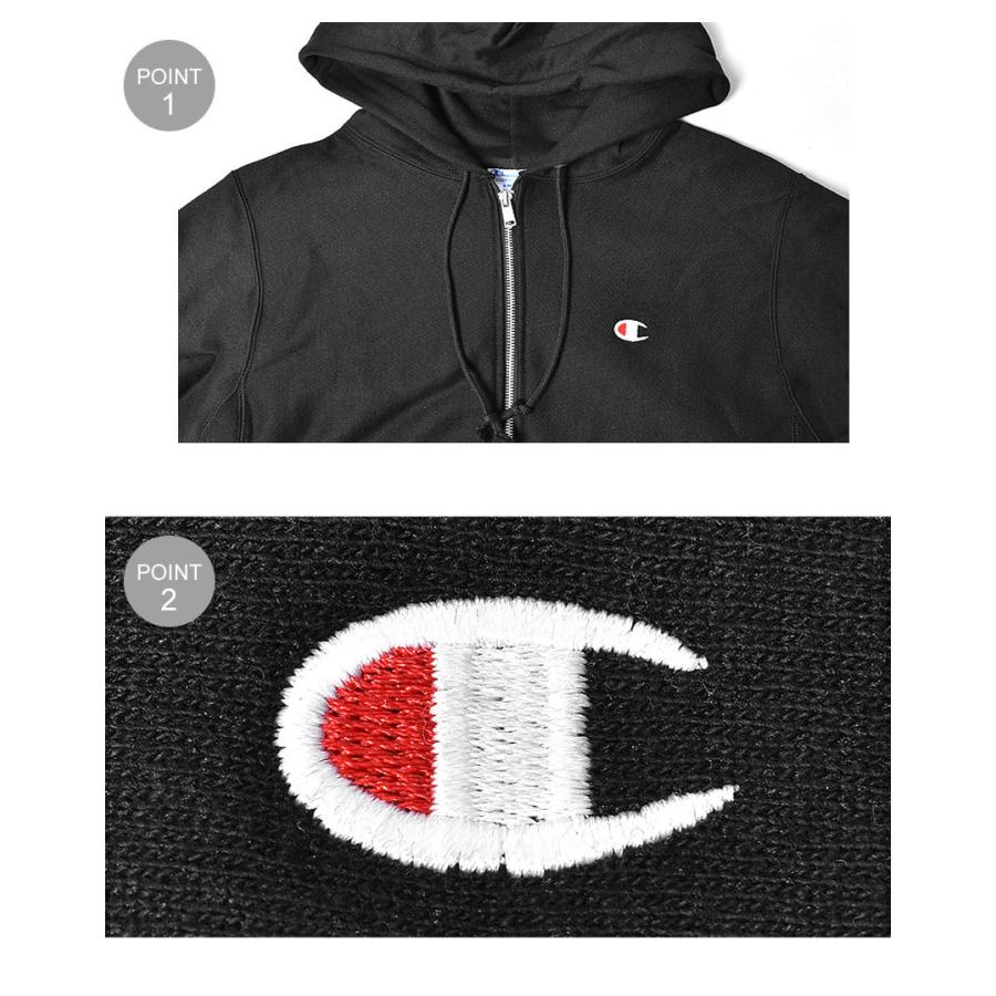 チャンピオン パーカー メンズ レディース リバース ウィーブ フルジップ フーディー 12oz CHAMPION GF-69 黒 | Champion | 05