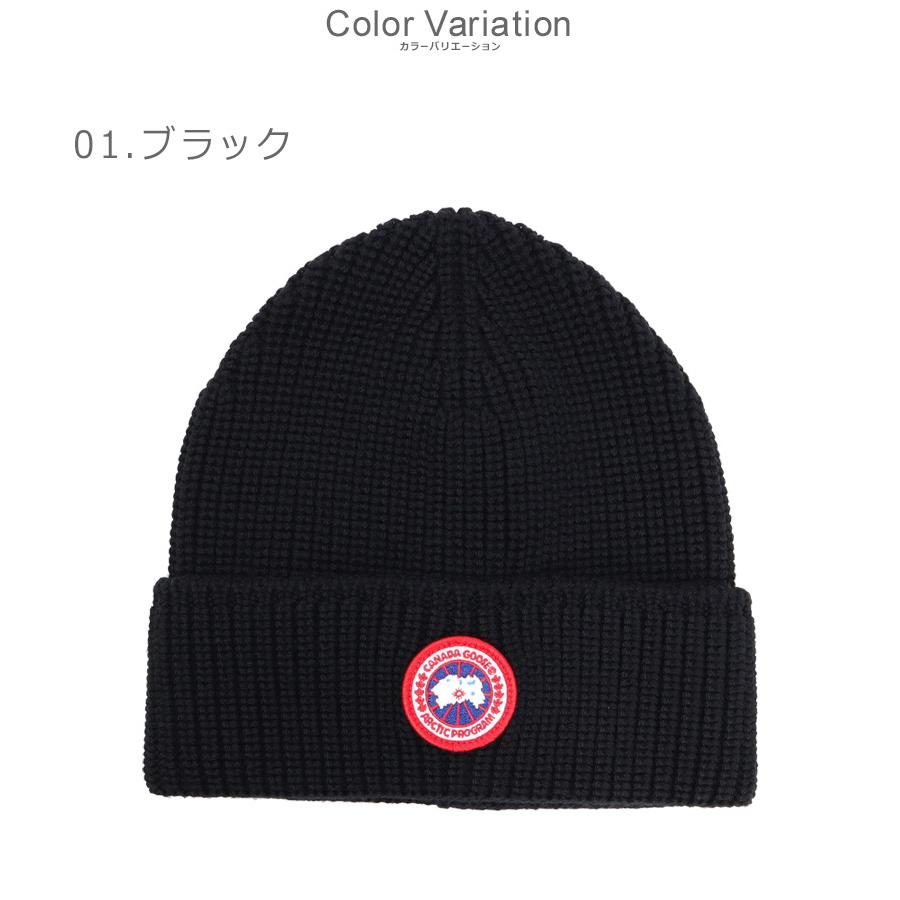 カナダグースニット帽　ブラック カナダグース ビーニー メンズ CANADA GOOSE リブ トゥック