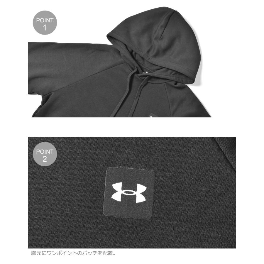 送料無料 アンダーアーマー パーカー メンズ UA ライバル フリース フーディ UNDERARMOUR 1357092 ブラック 黒 グレー ウエア トップス 赤｜z-craft｜15