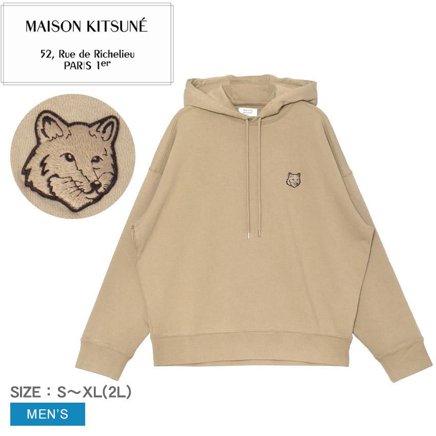 メゾンキツネ パーカー メンズ フォックスヘッド オーバーサイズ フーディー MAISON KITSUNE PM00706KM0340 ベージュ ウェア 狐 爆買 | MAISON KITSUNE