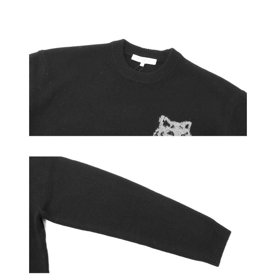 メゾンキツネ ニット メンズ フォックスヘッド インターシャ メリノ ジャンパー MAISON KITSUNE PM00816KM0329 ブラック 黒 長袖 爆買 | MAISON KITSUNE | 02