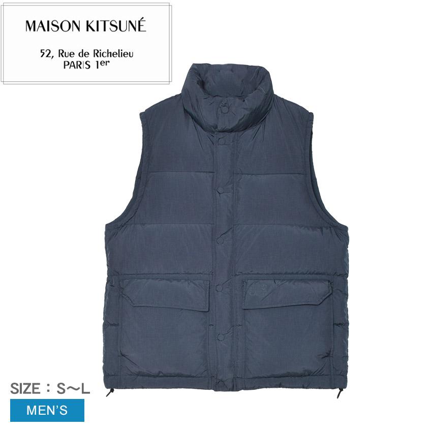 メゾンキツネ ダウンベスト メンズ スリーブレス パファー MAISON KITSUNE PM02231WQ4070 ネイビー 紺 ウェア アウター ダウン | MAISON KITSUNE