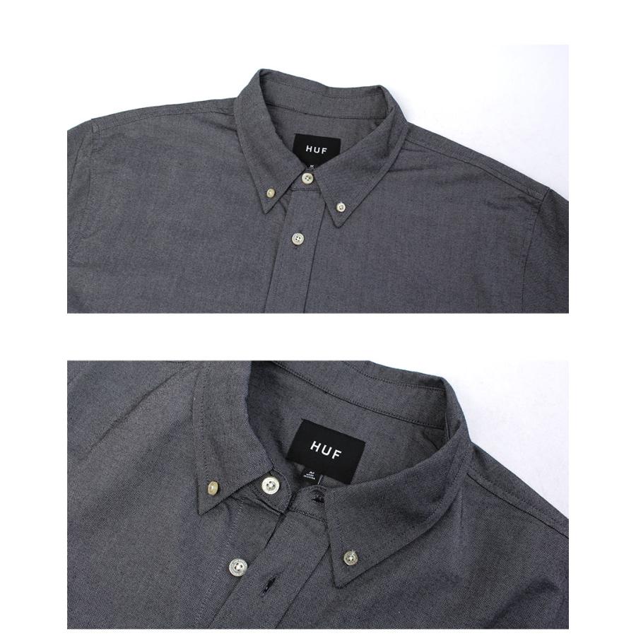 ハフ 半袖シャツ メンズ ICARUS OXFORD SHIRT HUF BU00234 グレー ウエア シャツ トップス カジュアルシャツ ブランド 半袖 刺繍
