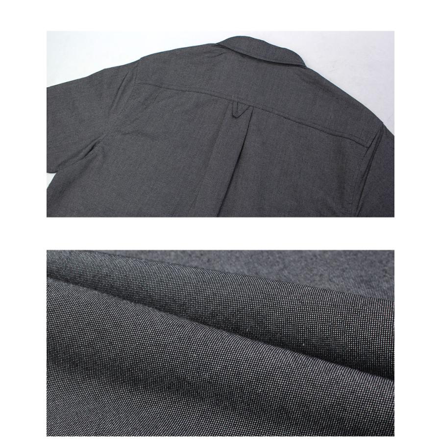 ハフ 半袖シャツ メンズ ICARUS OXFORD SHIRT HUF BU00234 グレー ウエア シャツ トップス カジュアルシャツ ブランド 半袖 刺繍