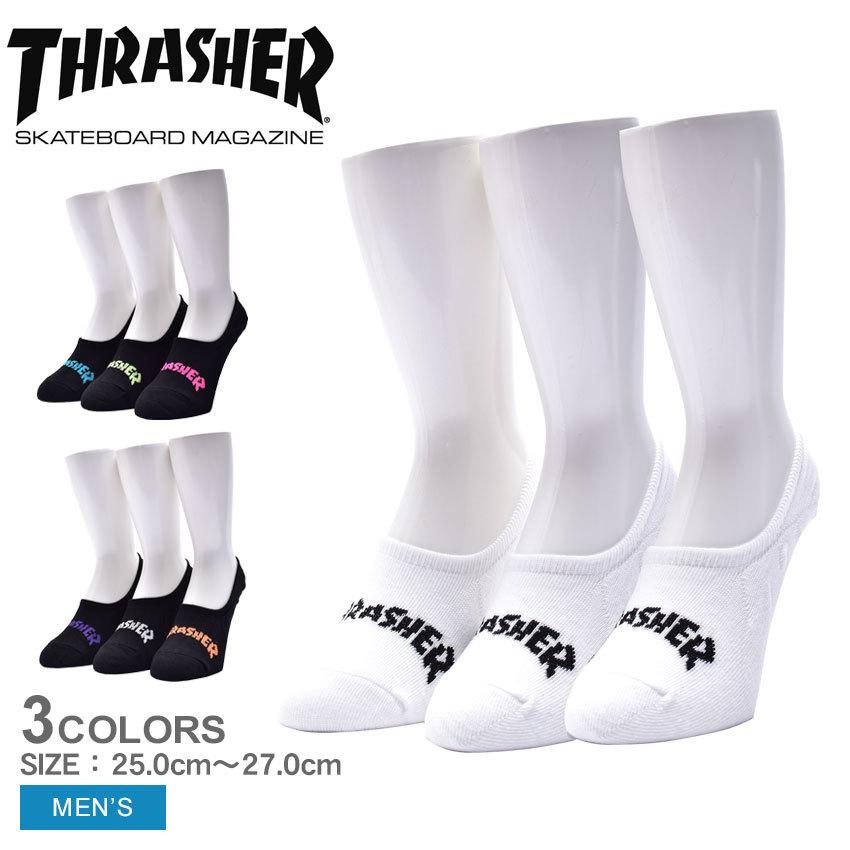 スラッシャー 靴下 メンズ THRASHER TH-SX212 ブラック 黒 ホワイト 白 3足セット 3足組 ウエア ブランド ソックス スニーカー 父の日｜z-craft