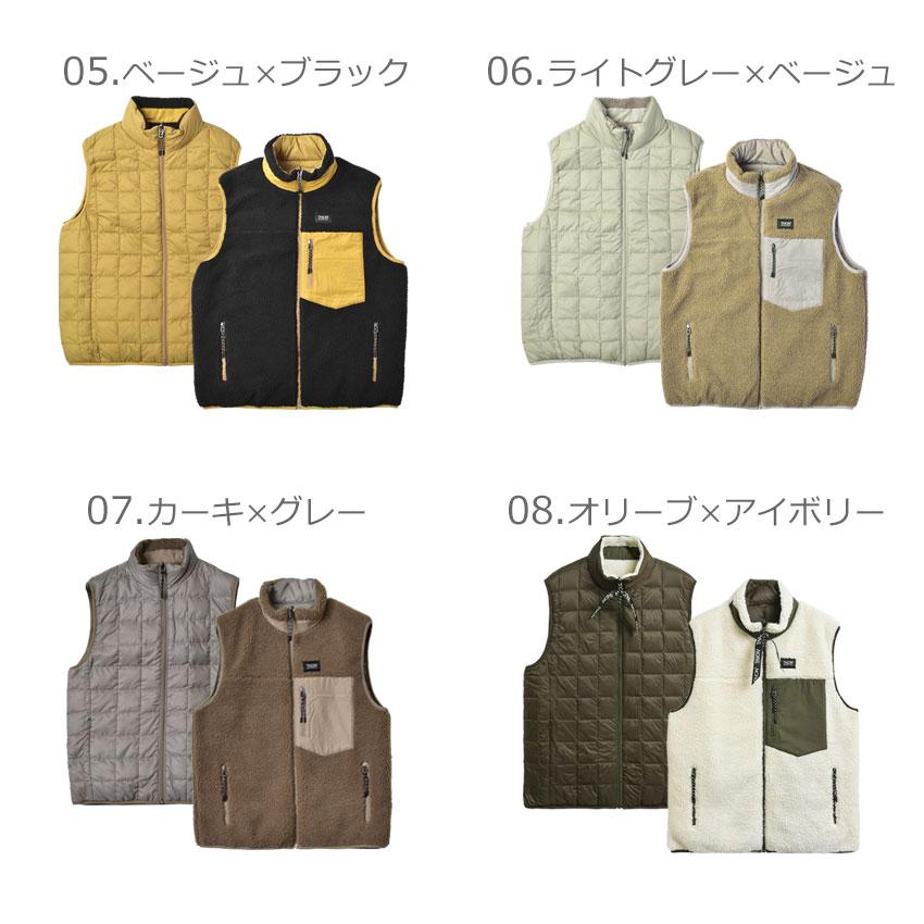 美品 TAION リバーシブルボアダウンベスト リバーシブル ベージュ M TAION（タイオン） ダウンベスト メンズ レディース ダウン×ボア