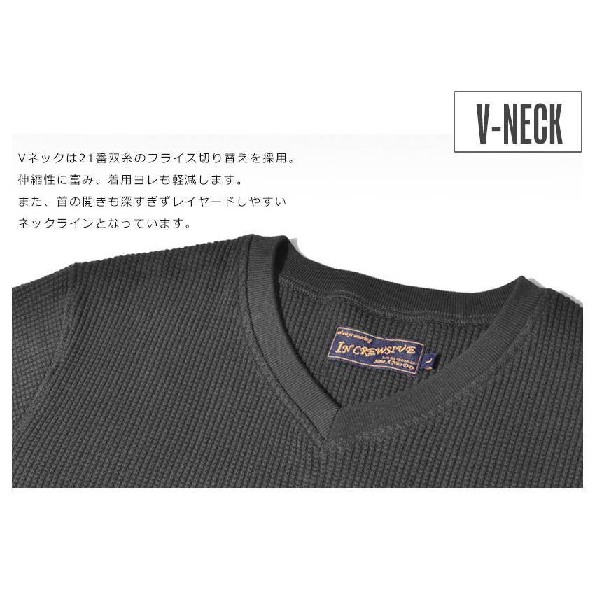 送料無料 インクルーシブ 長袖Tシャツ メンズ ヘビーワッフル 長袖シャツ In’crewsive ホワイト 白 ブラック 黒 グリーン グレー tシャツ 父の日｜z-craft｜27