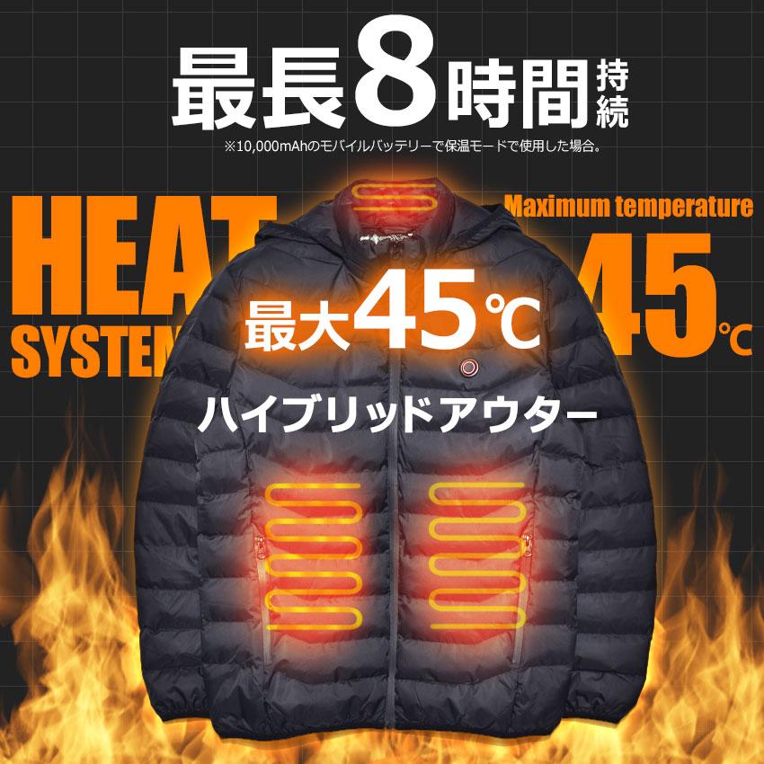 電熱 ヒート ウォームジャケット 中綿ジャケット バイク メンズ