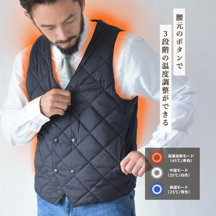 In'crewsive（インクルーシブ） 電熱ベスト メンズ Vネック おしゃれ